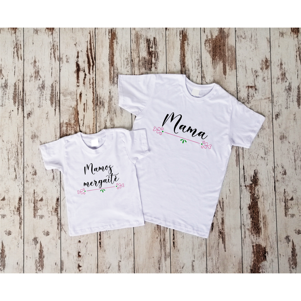 Balti marškinėliai "Mamos mergaitė“