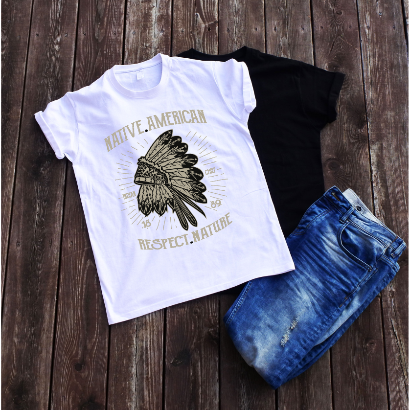 Balti marškinėliai "Native American“