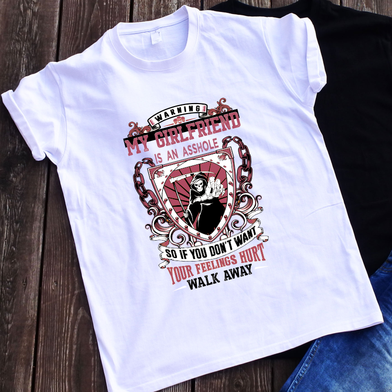 Balti marškinėliai "My girlfriend“