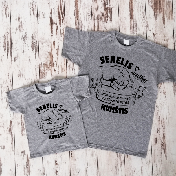 Pilki marškinėliai "Senelis ir anūkas“