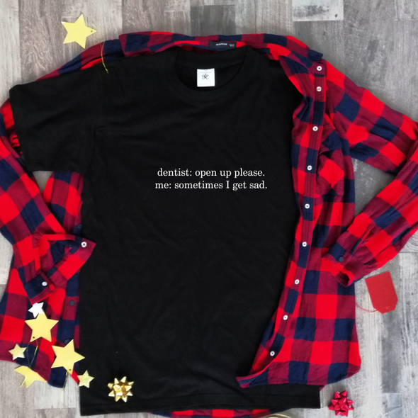 Juodi marškinėliai "Sometimes I get sad"