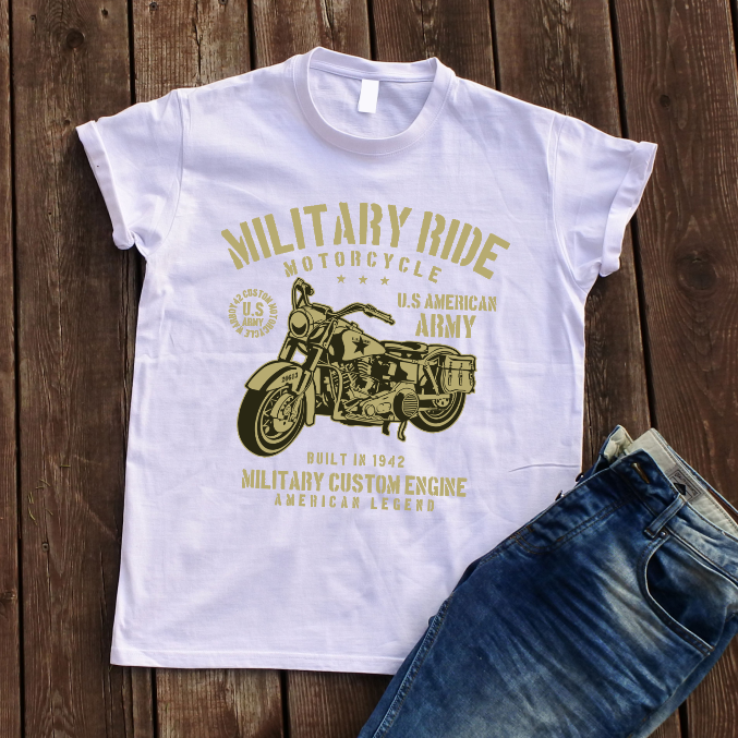 Balti marškinėliai "MILITARY RIDE“