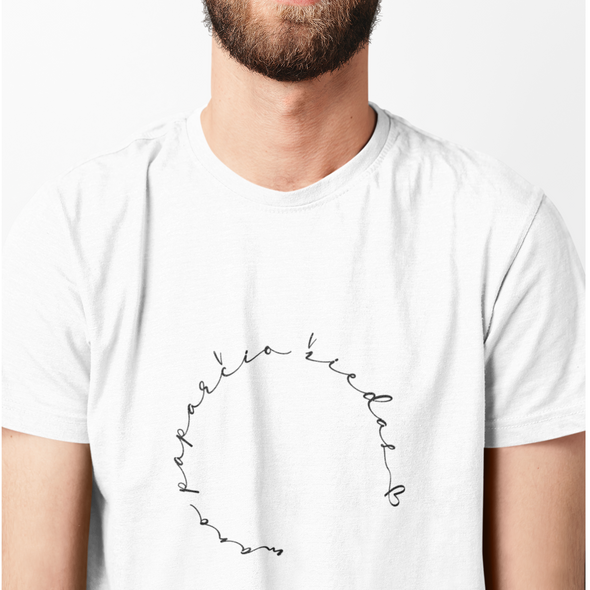 Balti UNISEX marškinėliai su užrašu "Mano paparčio žiedas"