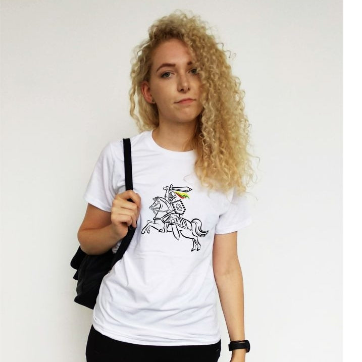 Balti ir juodi UNISEX marškinėliai "Lietuvos Vytis"