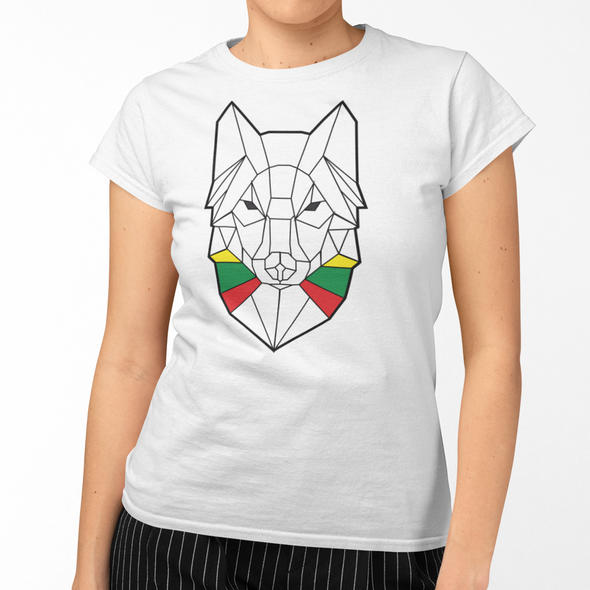 Balti moteriški marškinėliai "Geometrinis vilkas"