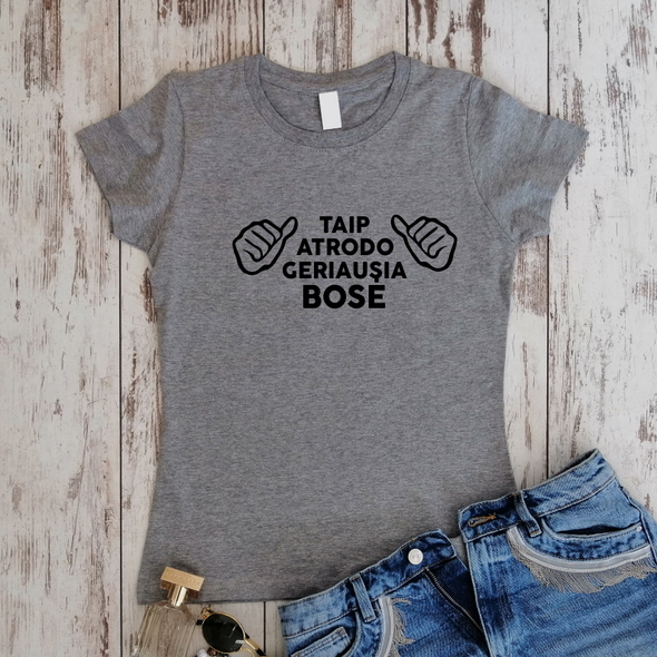 Pilki moteriški marškinėliai "Geriausia bosė"