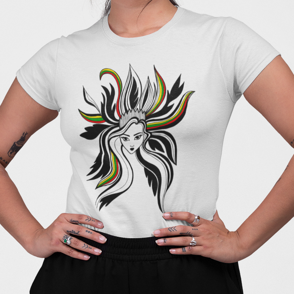 Balti moteriški marškinėliai "Ugnies deivė Gabija"