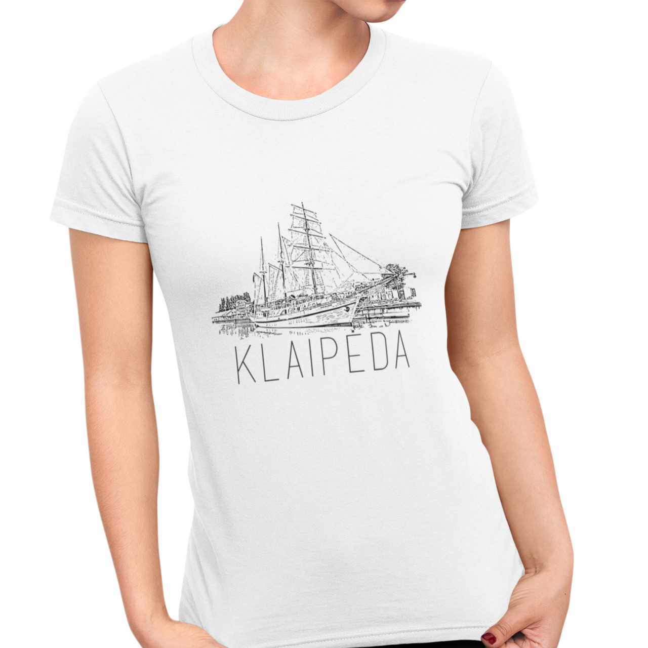 Balti moteriški marškinėliai ''Klaipėda"