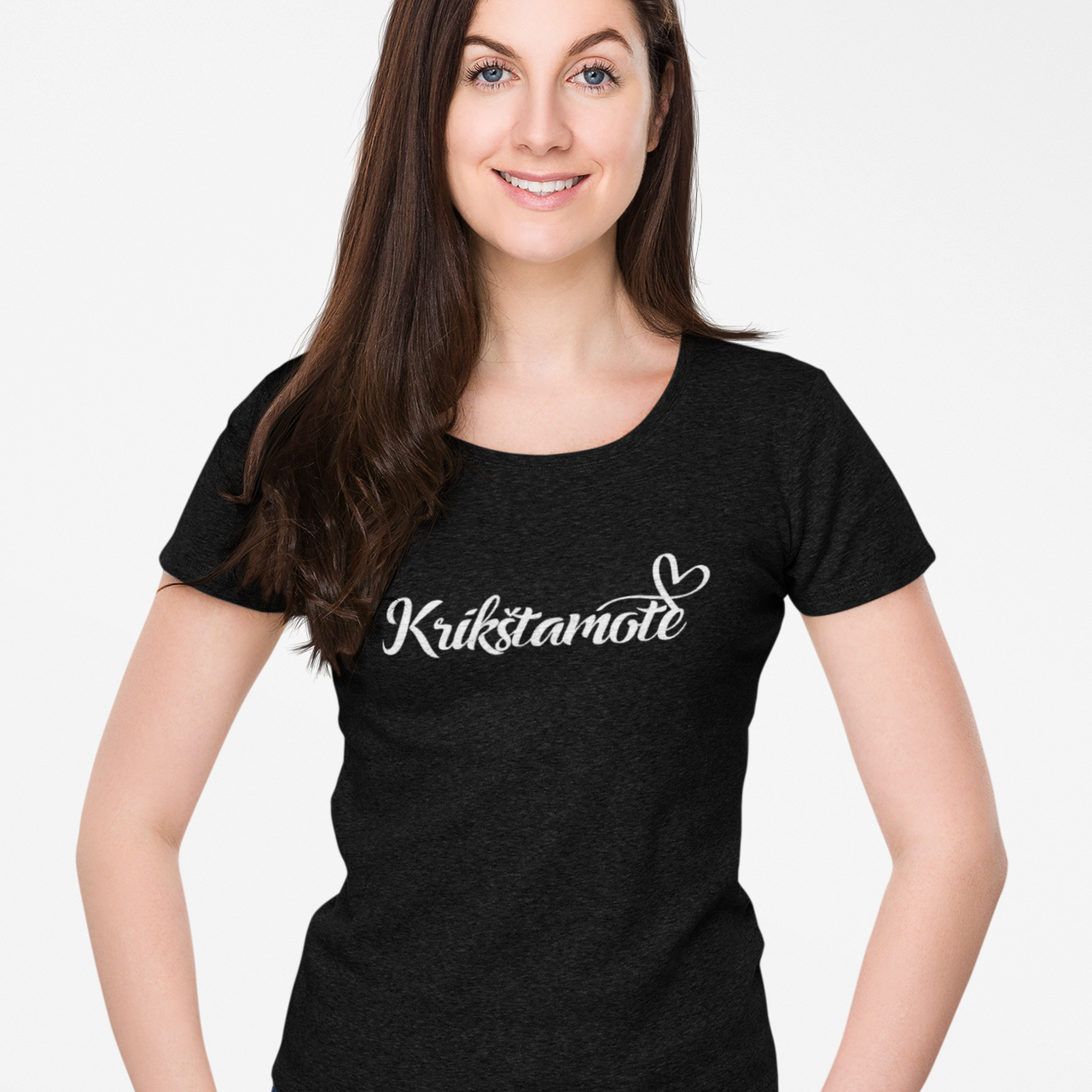 Juodi moteriški marškinėliai "Krikštamotė"