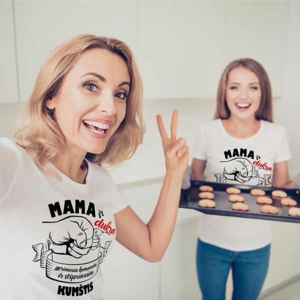 Balti marškinėliai "Mama ir dukra“