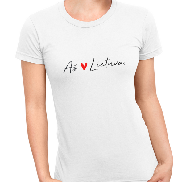 Balti moteriški marškinėliai "Meilė Lietuvai"