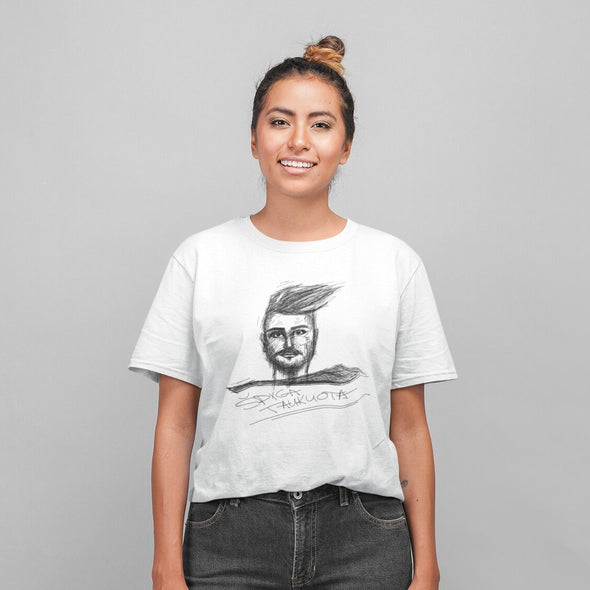 Balti UNISEX marškinėliai "Tado Blindos portretas"