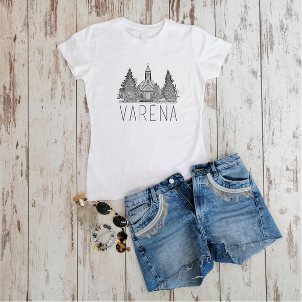Balti moteriški marškinėliai ''Varėna"