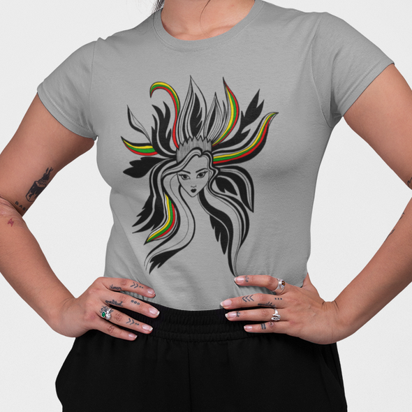 Pilki moteriški marškinėliai "Ugnies deivė Gabija"