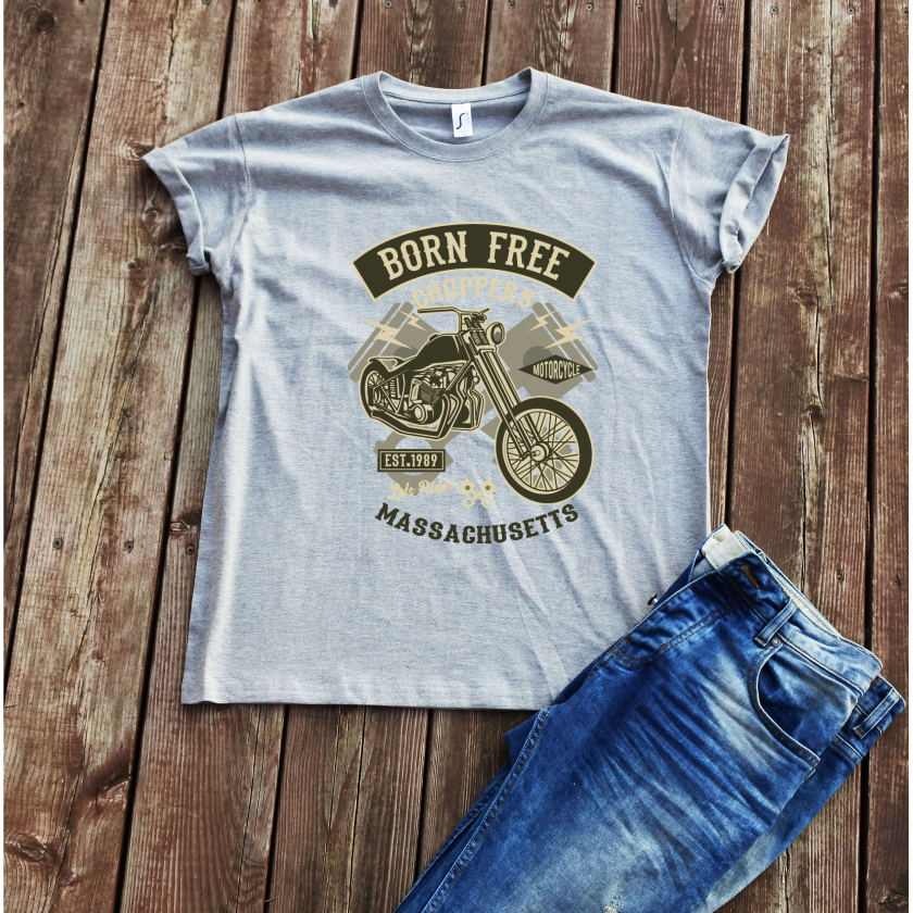 Melanžiniai unisex marškinėliai "Born free''