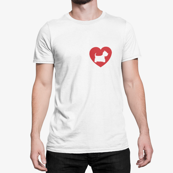 Balti UNISEX marškinėliai "Šuo širdyje"