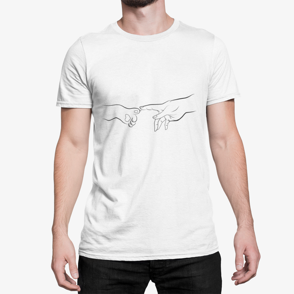 Balti UNISEX marškinėliai "Da Vinči katė"