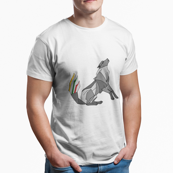 Balti UNISEX marškinėliai "Geležinis vilkas su trispalve"