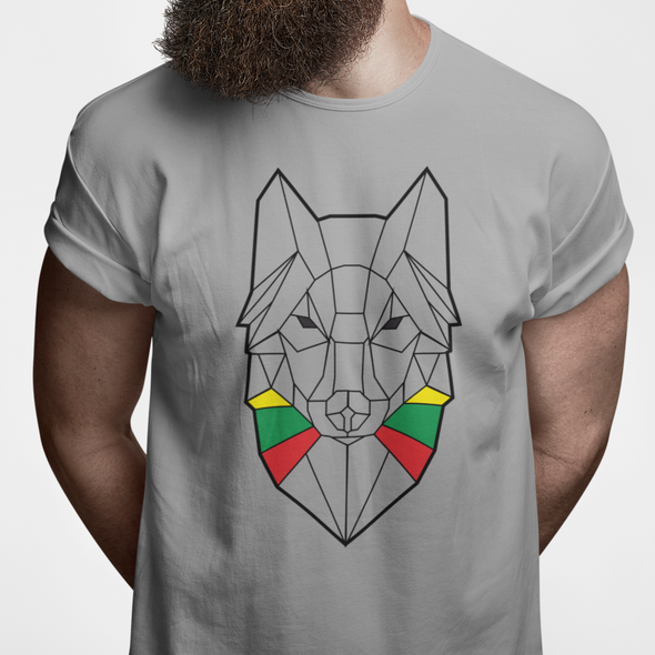 Pilki UNISEX marškinėliai "Geometrinis vilkas"