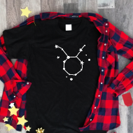 Juodi unisex marškinėliai zodiakas "Jautis“
