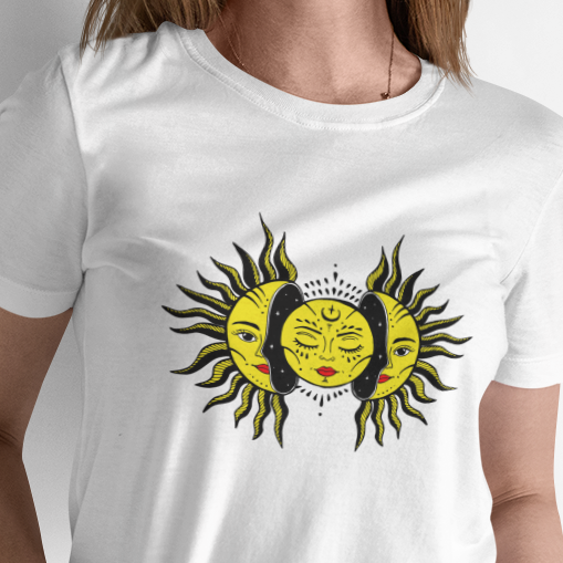 Balti UNISEX marškinėliai "Saulė“