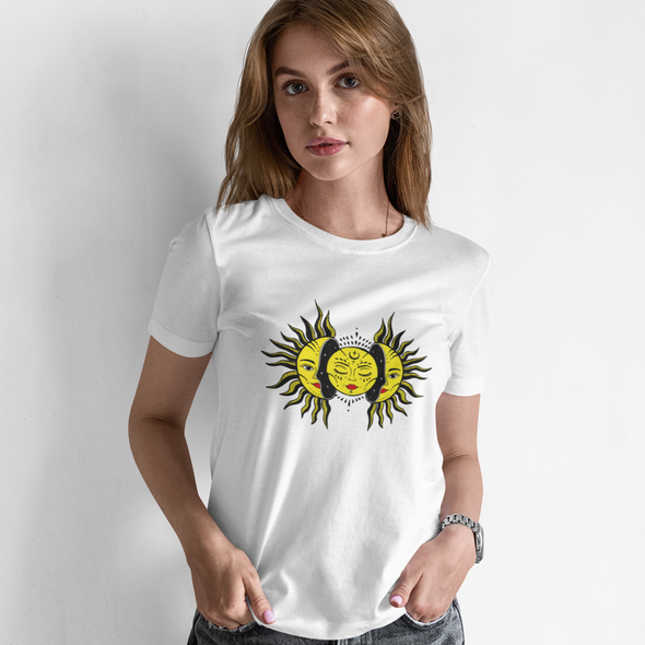Balti UNISEX marškinėliai "Saulė“