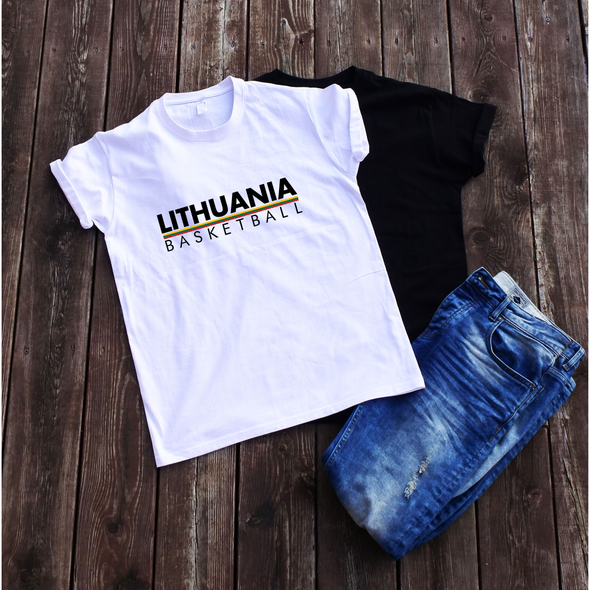 Balti unisex marškinėliai "Lithuania basketball"