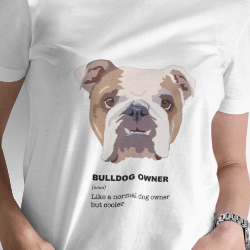 Balti UNISEX marškinėliai "Bulldog owner"