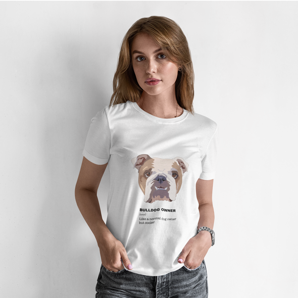 Balti UNISEX marškinėliai "Bulldog owner"