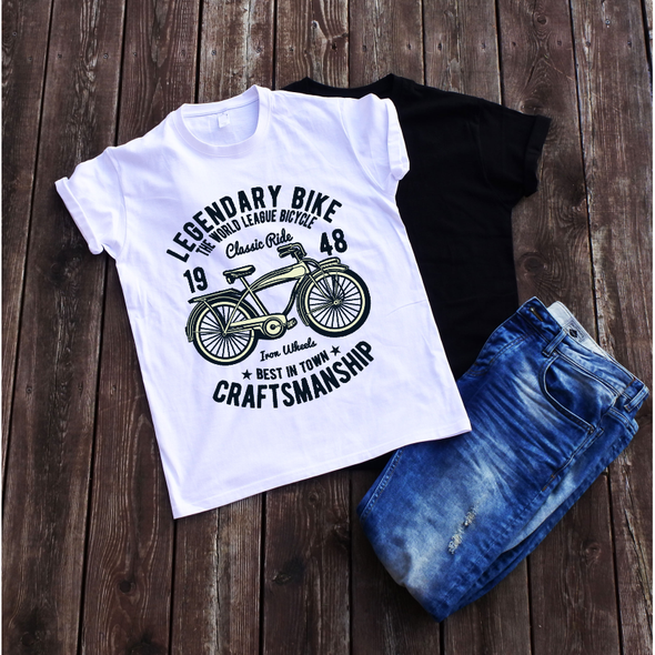 Balti unisex marškinėliai "Legendary bike''