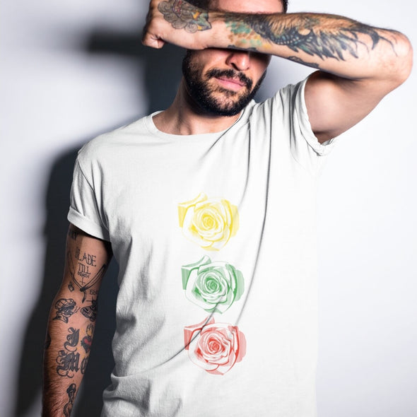 Balti UNISEX marškinėliai "Trys rožės"
