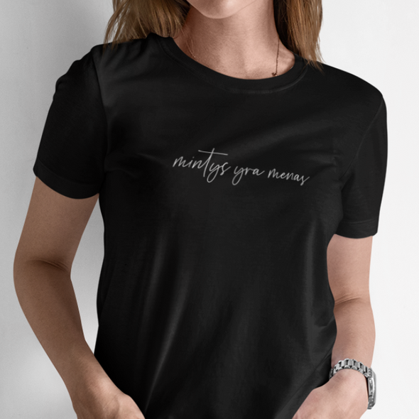 Juodi UNISEX marškinėliai "Mintys yra menas“
