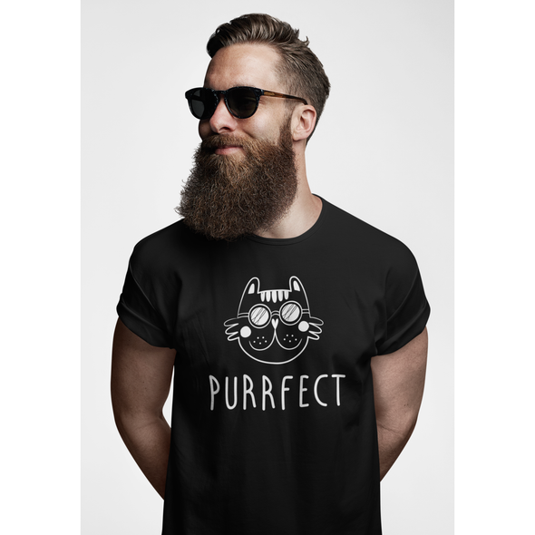 Juodi UNISEX marškinėliai "Purrfect"