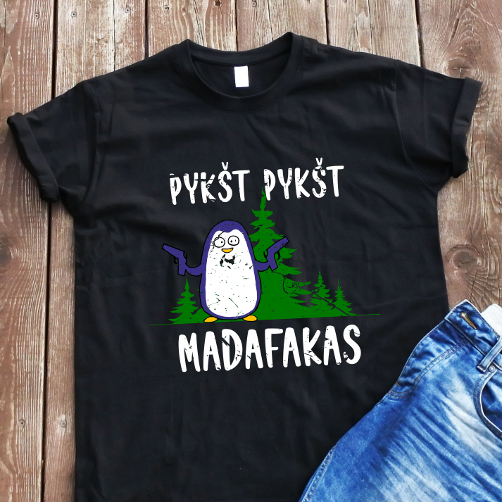Juodi UNISEX marškinėliai "Pykšt pykšt"