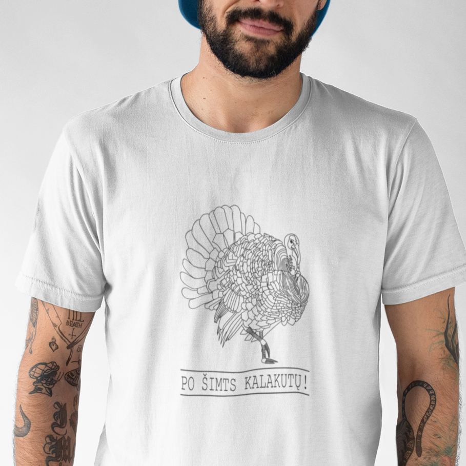Balti UNISEX marškinėliai "Kalakutas“