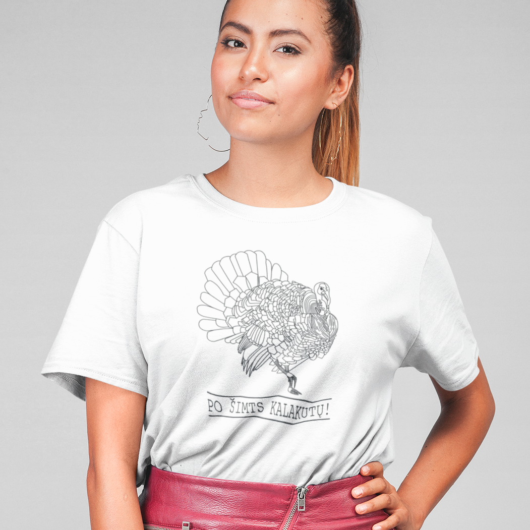 Balti UNISEX marškinėliai "Kalakutas“