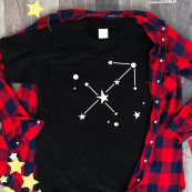 Juodi unisex marškinėliai zodiakai "Šaulys“