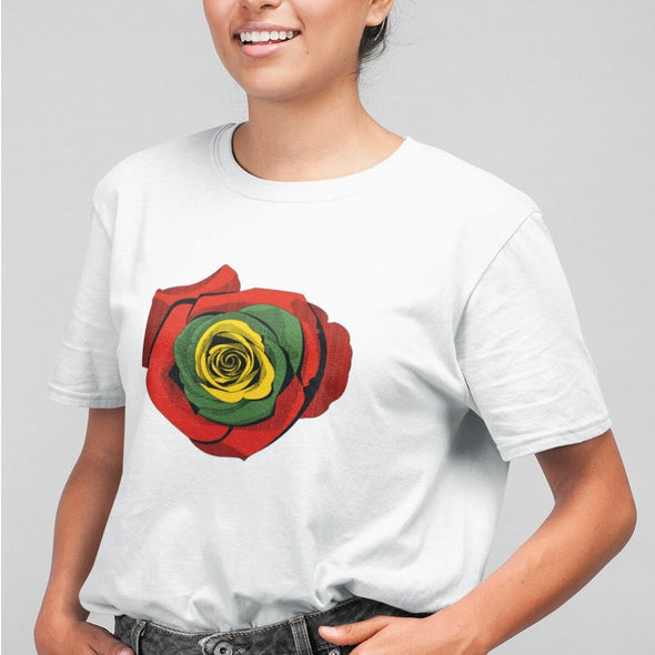 Balti UNISEX marškinėliai "Lietuvos rožė"