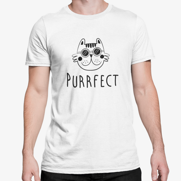 Balti UNISEX marškinėliai "Purrfect"