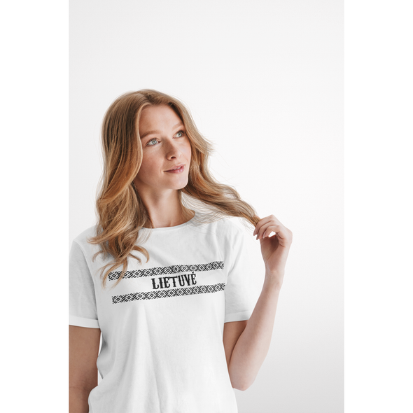 Balti UNISEX marškinėliai "Tautinė juosta lietuvė"