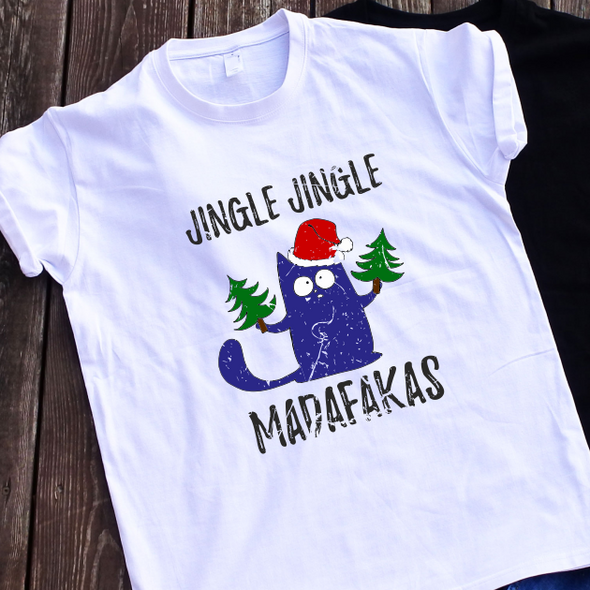Balti UNISEX marškinėliai "Jingle jingle"