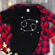 Juodi unisex marškinėliai zodiakas "Vėžys“
