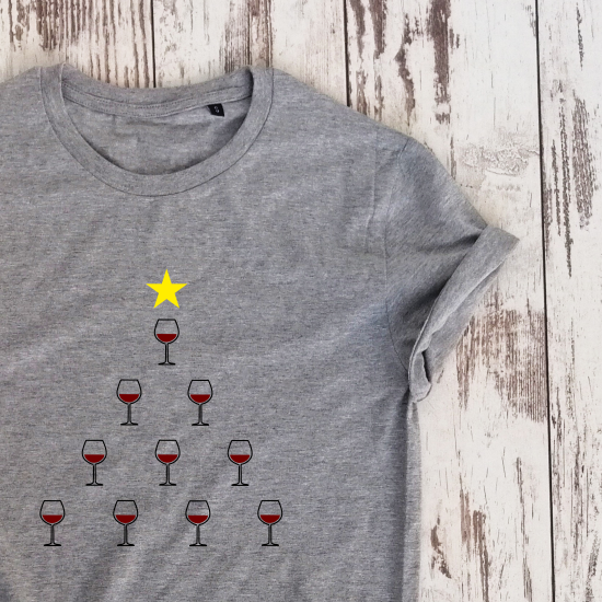 Pilki unisex marškinėliai "Vyno eglė"