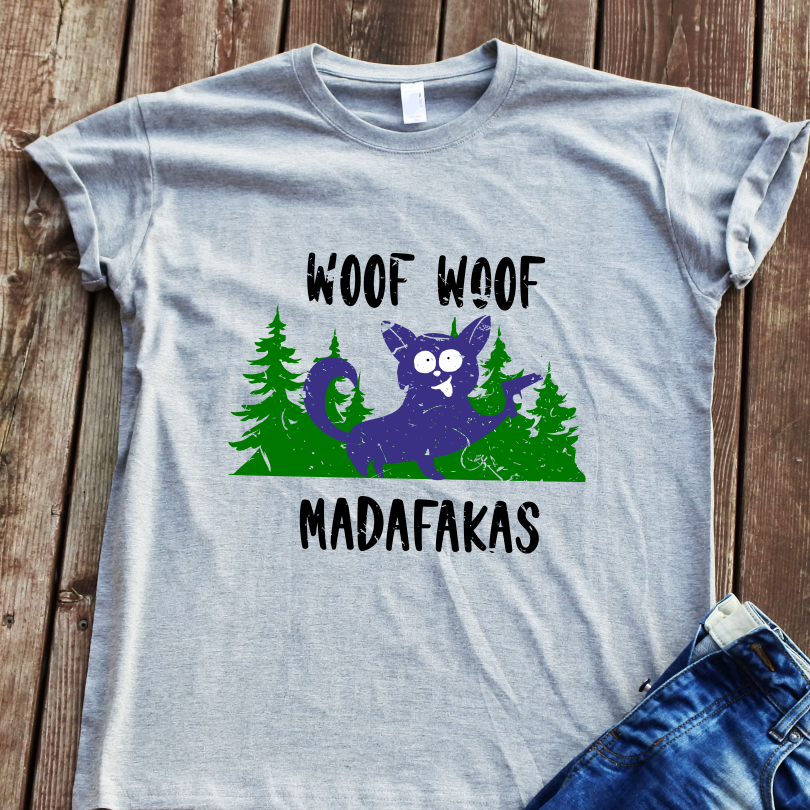 Pilki UNISEX marškinėliai "Woof Woof"