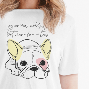 Balti UNISEX marškinėliai "Mano šuo tobulas"