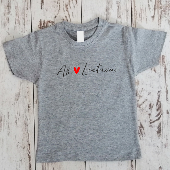Pilki vaikiški marškinėliai "Meilė Lietuvai"