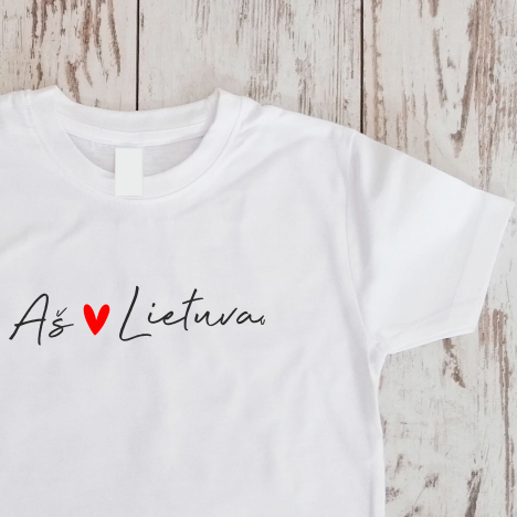 Balti vaikiški marškinėliai "Meilė Lietuvai"
