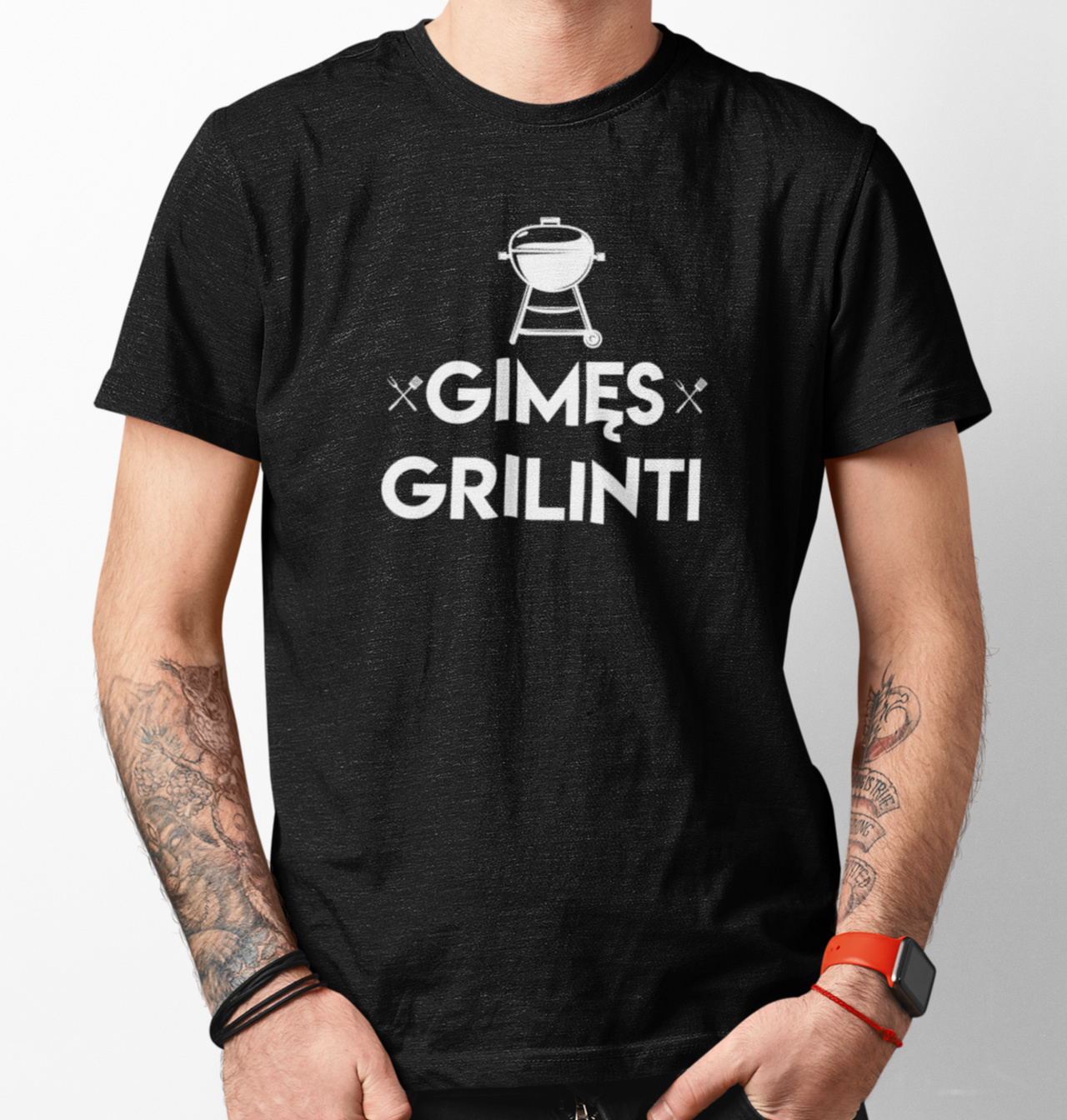 Juodi UNISEX marškinėliai "Gimęs grilinti"