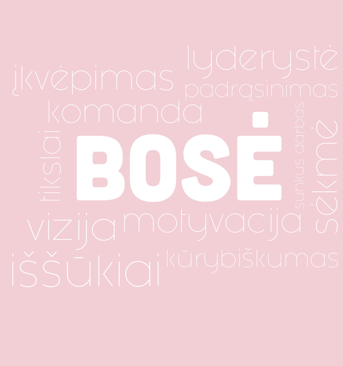 Rausvas organinės medvilnės džemperis be kapišono "Bosės žodžiai"