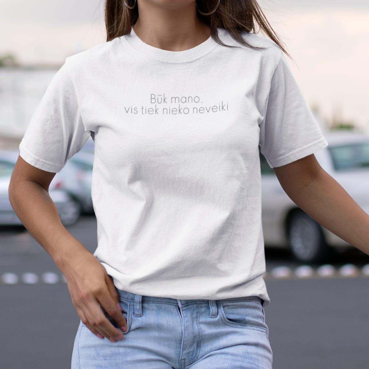 Balti UNISEX marškinėliai "Būk mano"